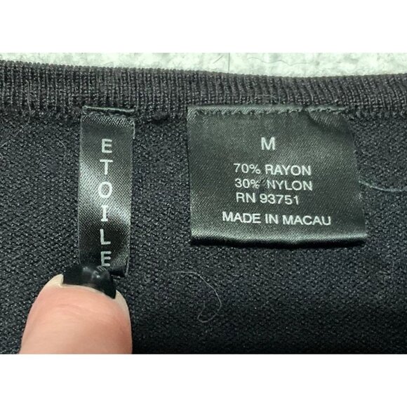 FABERGE EGG EMBROIDERED CARDIGAN SIZE M BLACK BUTTON FRONT LONG SLEEVE WOMENS - Picture 4 of 5